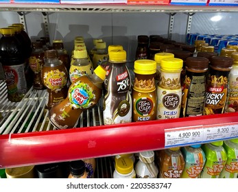 Tangerang Selatan, Indonesia - September 18, 2022: Assorted Coffee Drinks On Supermarket Shelf