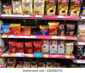 Tangerang Selatan, Indonesia - September 18, 2022: Assorted Coffee Drinks On Supermarket Shelf