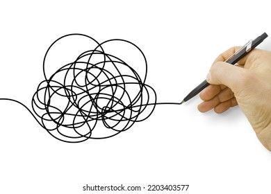 Tangle Concept With Hand Drawing A Tangle Which Expresses Concepts Of Complexity And Psychology 