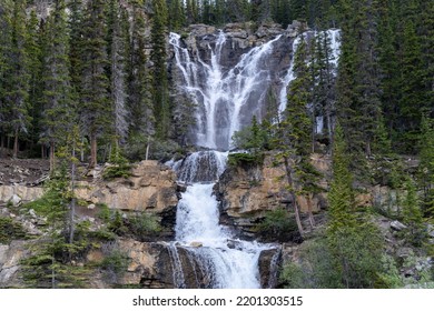 Tangle Creek Falls Waterfall Along The Icefields Parkway In Jasper National Park