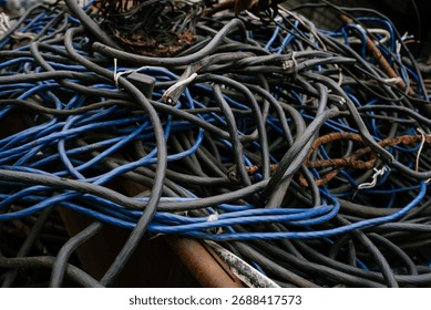 Tangle of Old Wires and Cables in Disarray