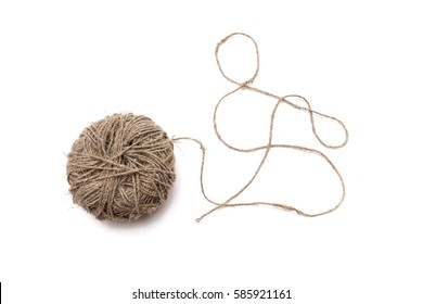 A Tangled Ball Of Hemp Cord Isolated