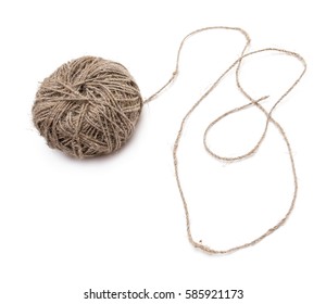 A Tangled Ball Of Hemp Cord Isolated