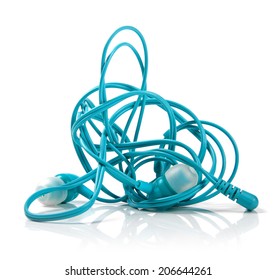 Tangled Earphones Isolated On White