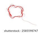 Tangled red thread on white background