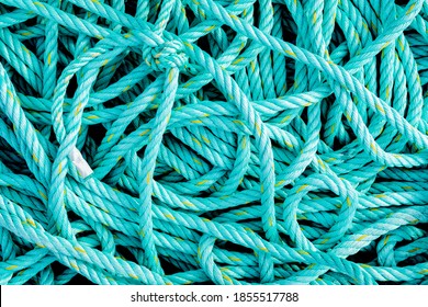 Tangled Ropes Of Green Color Close Up