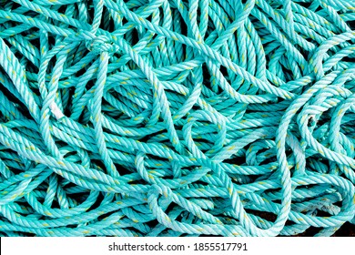 Tangled Ropes Of Green Color Close Up