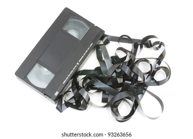 Tangled Video Tape Isolated On White Background