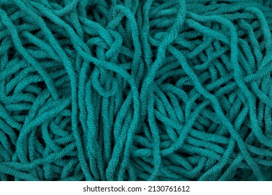 Tangled Wool Thread In Blue, Background, Hobby.