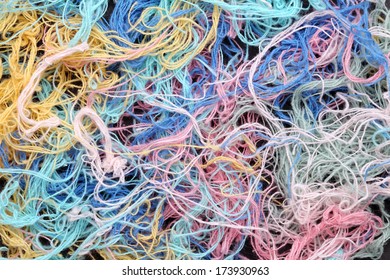 Tangled Yarn, Close Up, Texture Background 