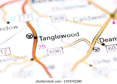 Tanglewood. Texas. USA On A Map