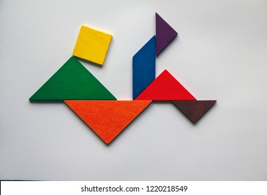 Tangram Falling Human Figure Isolated On Stock Photo 1220218549 ...