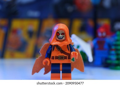 Tangsel, Indonesia - December 12 2021: Lego Hog Goblin Have Smirk Smile After Leaving Spiderman Behind. Lego Minifigures Are Made By The Lego Group.