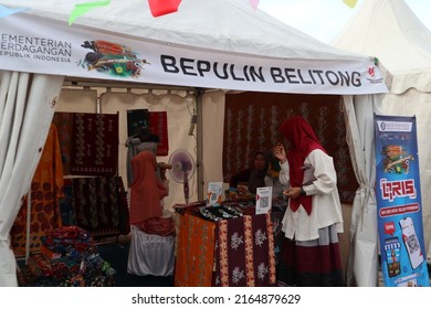 Tanjung Kelayang Beach, Indonesia- On May 21, 2022: Tent Selling Malay Batik Cloth At The Pride Event Made In Indonesia
