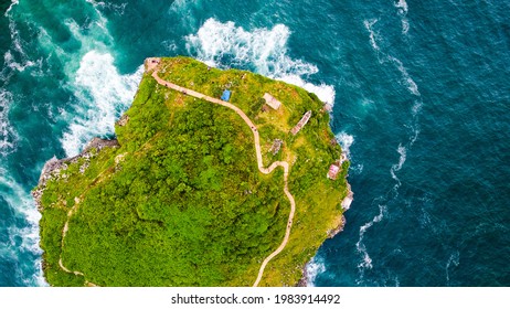 Tanjung Kesirat Beach In Gunung Kidul Yogyakarta Province Of Indonesia. Ia Beautiful Landscape And Place To Vacation This Area. The View Is So Blue Unlimited Seas. Isn't Difficult Effort To Go There