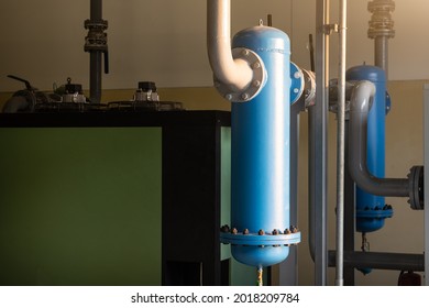 Tank Of The Compressed Air Dryer Connected To The Pipeline