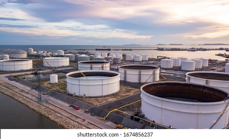 Tank farm storage chemical petroleum petrochemical refinery product at oil storage terminal company, Business commercial trade fuel and gas power and energy transport. - Shutterstock ID 1674856237