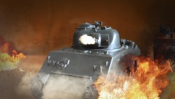 Tank Fighting, Tank Toy, Close Up, Copy Space...,