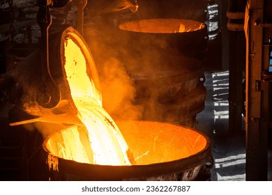 Tank pours liquid metal at the steel mill - Powered by Shutterstock