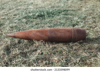 Tank Shell Ammunition Laying On The Ground