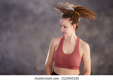 Tank Top Dressed On Woman 28 Years Old Indoors.