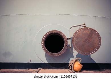 Tank White Confined Space Entry With Warning Sign Symbol