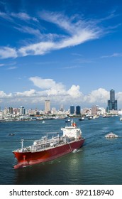 Tanker In The Port Of Kaohsiung, Taiwan.