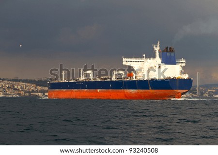 Similar – Tanker ship in the fog on the sea ghost ship