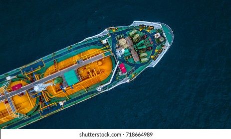 Tanker ship logistic and transportation at sea, Aerial view tanker.