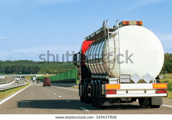 Tanker storage truck\
on the road of Poland