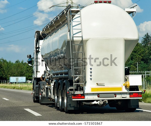 Tanker storage vessel on the road in Canton\
Geneva in Switzerland.