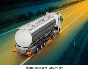 Tanker Truck On The Highway.