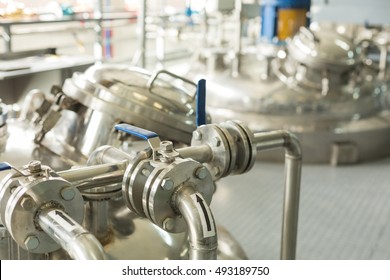 Tanks For Chemical Mixing On Chemical Plant. Concept: Manufacturing