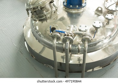 Tanks For Chemical Mixing On Chemical Plant. Concept: Manufacturing