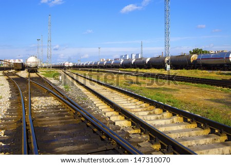 Tanks with fuel being transported by rail 