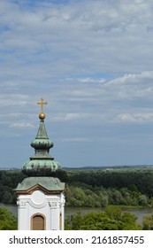 Tanners Cross - Church Spire With Blue Skies And Clouds And Nature