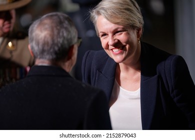 Tanya Plibersek, A Member Of Parliament Seen During The ANZAC Day Dawn Service On April 25, 2022 In Sydney, Australia