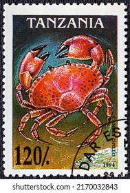 TANZANIA - CIRCA 1994: a postage stamp from TANZANIA, showing a Opie Crayfish Chionoecetes opilio .
