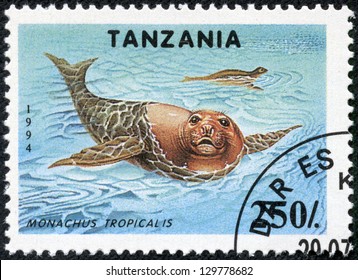 TANZANIA - CIRCA 1994: A Stamp Printed In Tanzania Showing Caribbean Monk Seal, Circa 1994