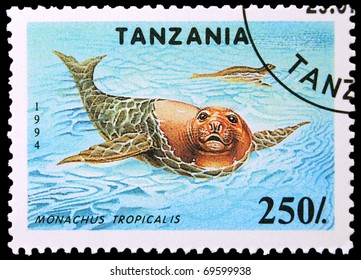 TANZANIA - CIRCA 1994: A Stamp Printed In Tanzania Showing Caribbean Monk Seal, Circa 1994