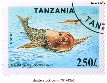 TANZANIA - CIRCA 1994: A Stamp Printed In Tanzania Showing Caribbean Monk Seal, Circa 1994