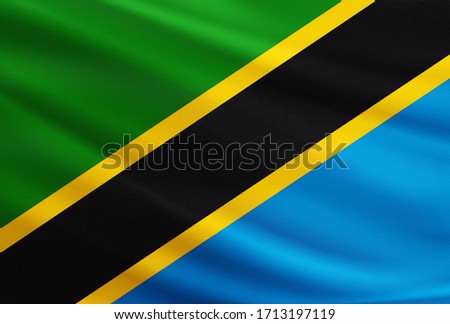 Tanzania flag with fabric texture