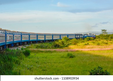 Tanzania Zambia Railways(TAZARA) Train going through tunnels and hills of Tanzania Mbeya Region. A high capacity train used by tourists and local commuters to travel in between Kapiri Mposhi and Dar.