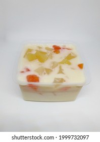 Tao Huay Fruit Salad (pudding) Made From Fresh Milk, Water, Sugar, Agar Powder Or Gelatin And Fruit Salad As Toppings.