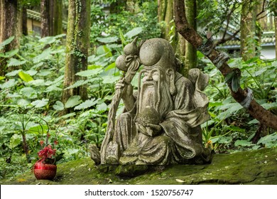 Taoism Stone Statue Under A Tree In The Garden