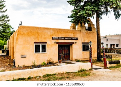 TAOS, NM, USA-7 JULY 18: The First Indian Baptist Church, A Member Of The Southern Baptist Convention, Sets On Paseo Del Pueblo Norte.