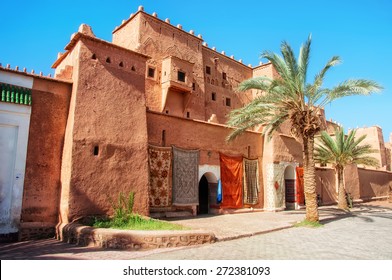 Taourirt Kasbah In Berber Town Ouarzazate, Morocco. It Is One Of The Most Impressive Kasbahs In The Country, Famous And Very Touristic