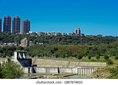  Taoyuan City Taiwan - Dec 15th,2020: Dam Across Dahan River