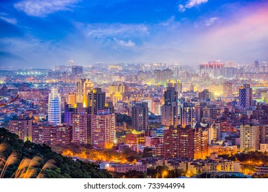 Taoyuan, Taiwan City Skyline At Twilight.