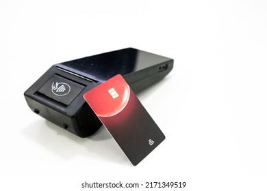 Tap And Pay Nfc System Card Swipe Machine Stock Photo